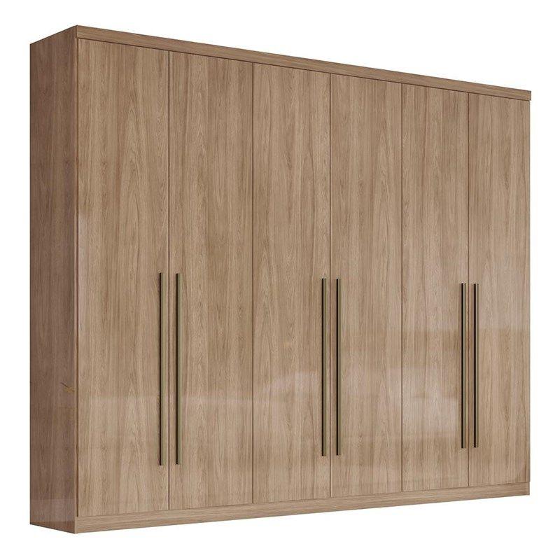 Guarda Roupa Casal Jade 6 Portas e 3 Gavetas Jequitibá Brilho